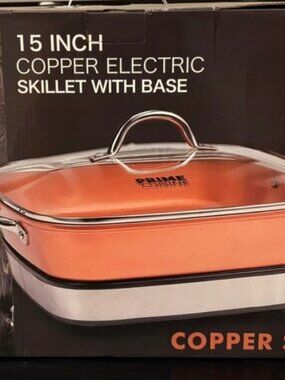 Electric Skillet (Copper) with stainless steel base, NIB